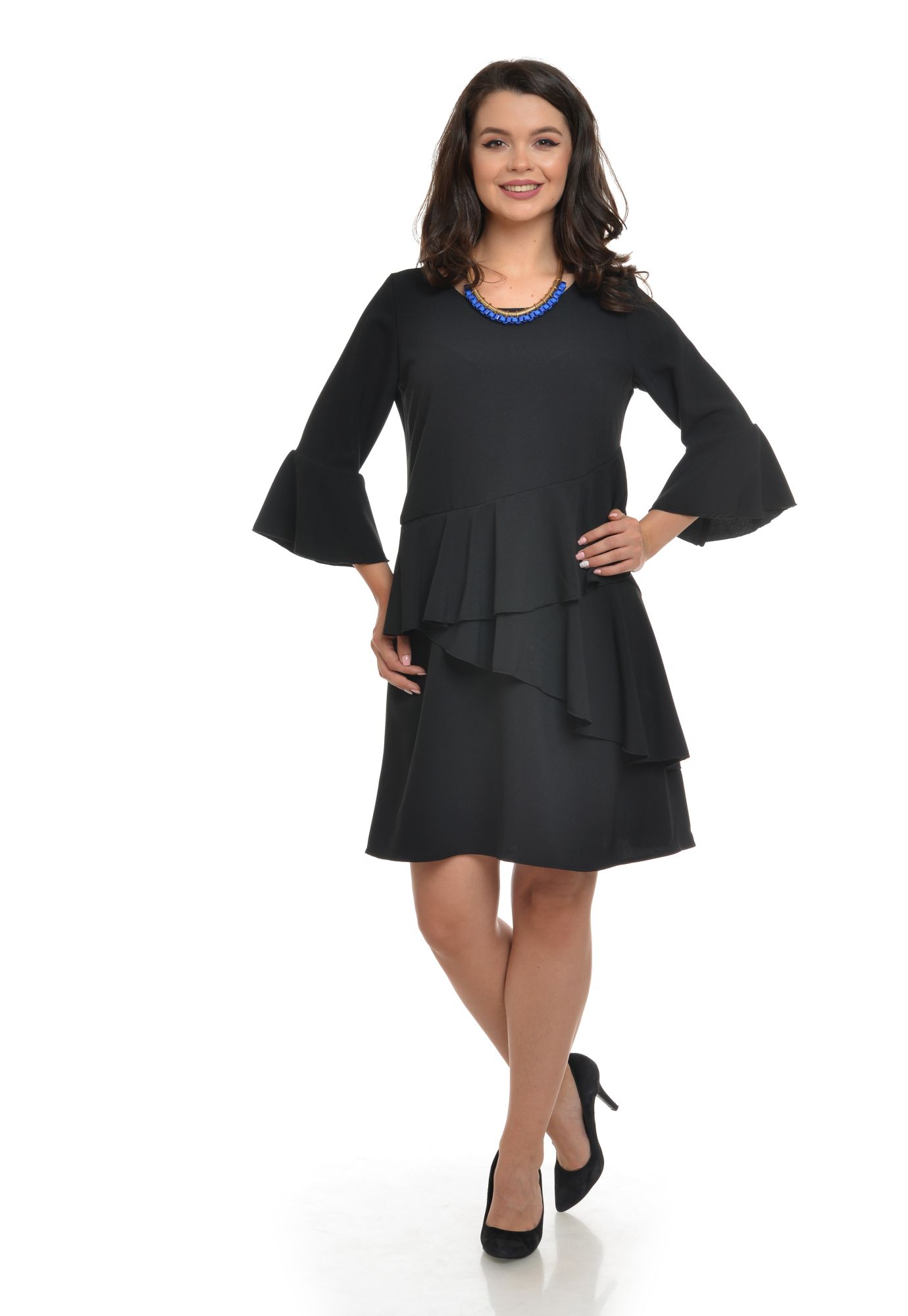 Rochie Dama Neagra cu volane